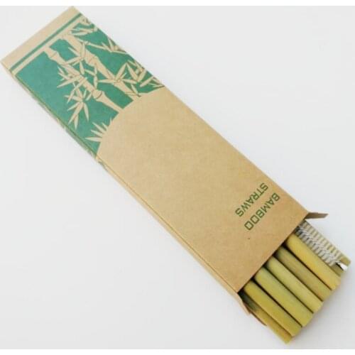 100sets New Bamboo Straws Sets Reusable Eco Friendly Handcrafted Natural Bamboo Drinking Straws and Cleaning Brush