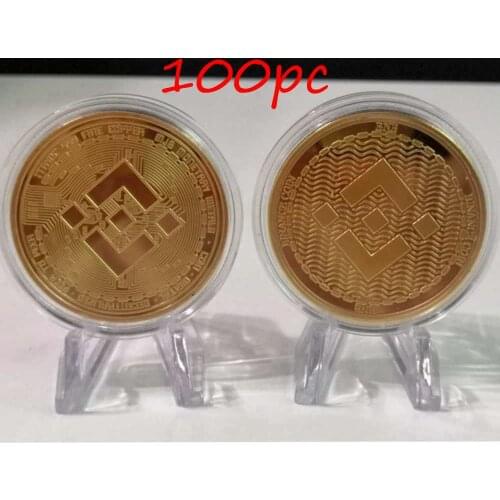 100PC Metal Gold Plated Physical BNB Binance Coin Souvienir Commemorative Coins Collectible Coins