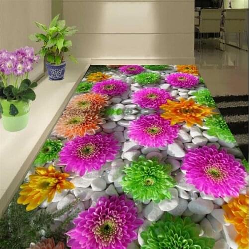 Beibehang Floor painting Wallpaper 3D modern art rose color stone Bathroom Floor Mural PVC Wallpaper Self-adhesive Floor sticker