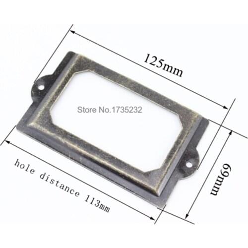 50pcs 125*69mm Large card holder meta label frame vintage bronze decorating wood shelf edge price tag sleeve drawer tag frame