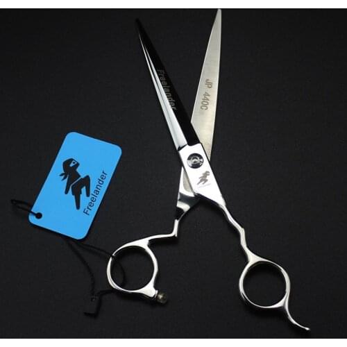 7.0" Professional Pet Grooming Scissors Dog Hair Cutting Scissors Steel 440C Curved handle Shears Animal Pets Haircut Scissors