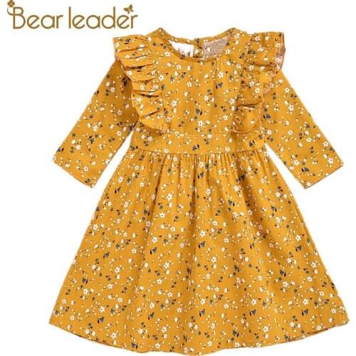 Bear Leader Girls Fashion Floral Dresses New Spring Baby Costumes Party Flowers Outfits Kids Elegant Princess Clothes 1-5 Years