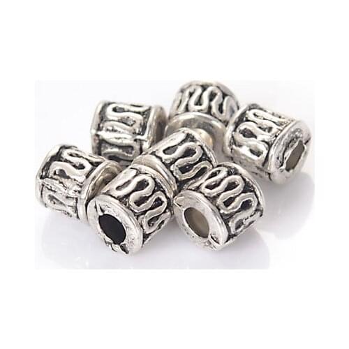 Miasol 50 Pcs 5x5MM Tibet Antique Silver Color Antique Design Charms Spacer Stripe Beads For Diy Jewelry Making Findings
