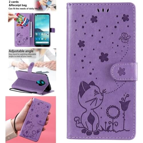 Cat And Bee Smart Phone Cases For para Nokia 2.4 Silicone Case Half-Wrapped Nokia etui 3.4 Cover PU Leather Book Shell Positivo