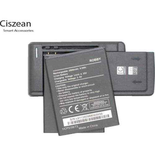 Ciszean 2x New 3.8V 2500mAh Replacement Robby Battery + Universla Charger For Wiko ROBBY Batterie Bateria Cell Phone Batteries