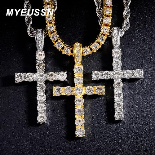 Iced Out Ankh Cross Pendant Necklace Choker Chain Necklace Women Hip-Hop Jewelry For Men Tennis Chain Fashion Link Gift