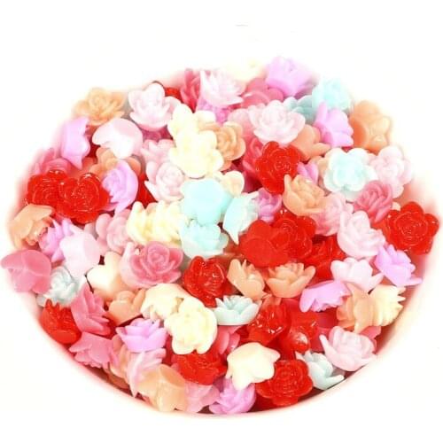 50Pcs 8mm Mixed Resin Cabochon Flatback Embellishments Multicolor Flower Decoration For Scrapbooking Diy Crafts Accessories 2021