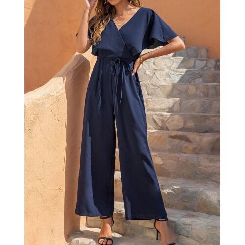 Woman Jumpsuit Summer New Products Womens V-neck Casual High Waist Waist Wide Loose Zipper Harajuku Large Size Y2k Met Bodys