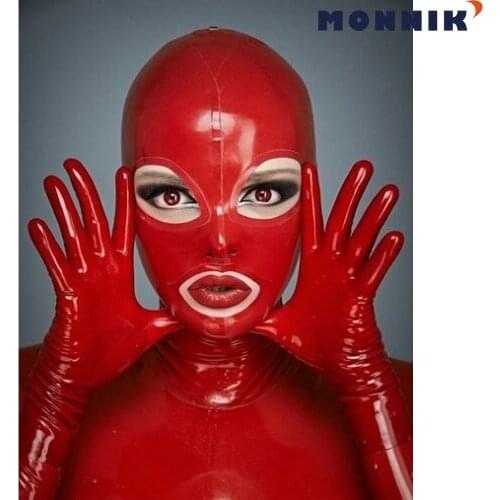 MONNIK latexLatex mask Sexy Latex Rubber Unisex Mask Hood for Party Bodysuits Wear Handmade