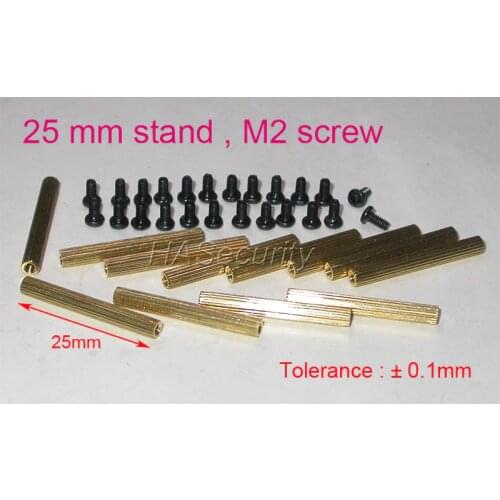 25mm (12pcs) brass stand / brace / puncheon with M2-4mm screw (24pcs) for security camera PCB module installation assembly