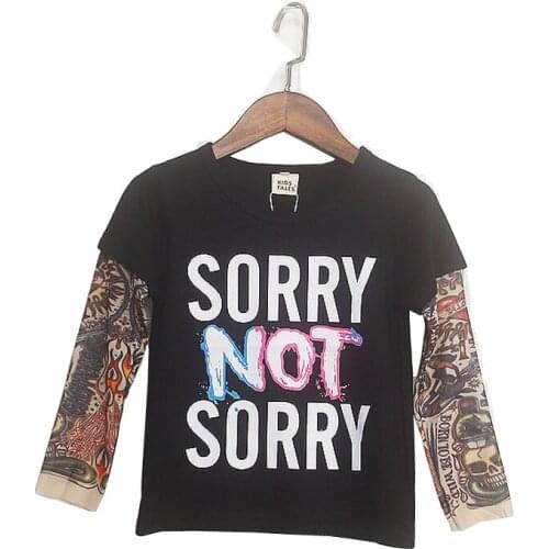 Hot Sale New Cotton T-shirt Long Sleeve Children Tee Shirts 2019 Summer Novelty Tattoo Sleeve Baby Girl Boy Tops LZ218