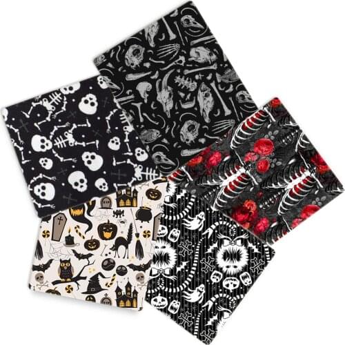 8pcs 20*33cm Halloween Patchwork Disconnected Polyester Cotton Fabric for Tissue Sewing Quilting Fabrics Needlework DIY,c18108