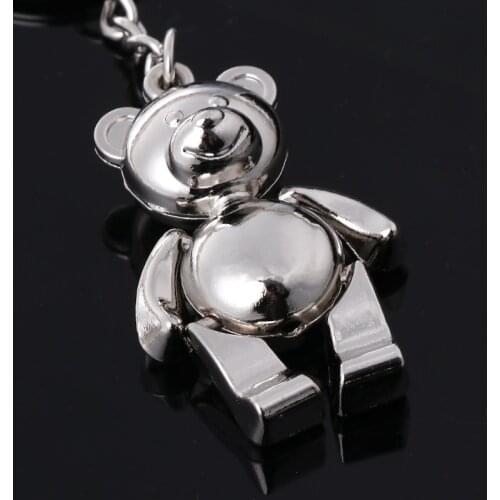 Metal Movable Bear Keychain 3D Animal Kering Women Car Handbag Charm Accessory Y5JD