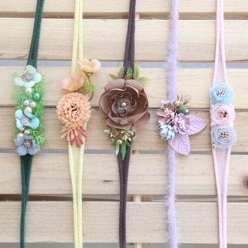 Lovely Newborn Girl Flower Headbands Handmade Stretch Tiebacks 5 Pieces/lot wholesale photography supplies