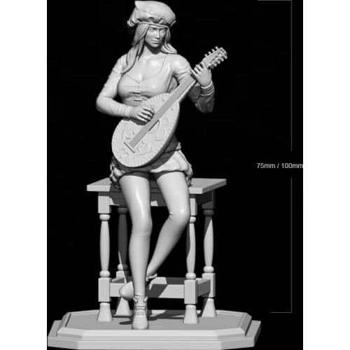 1/24 75mm 1/18 100mm Resin Model Kits Girls Play The Piano Unpainted No Color RW-186