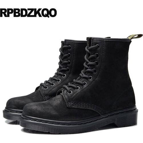 2019 Shoes Non Slip Short Ankle Suede Fall Military Retro Combat Boots Handmade Army Black Lace Up Men Genuine Leather Autumn