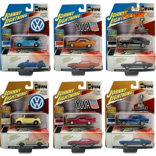 NEW Johnny Lightning 1:64 VW super beetles convertible Plymouth aar cuda Collection Die-casting Simulation Alloy Model Toys