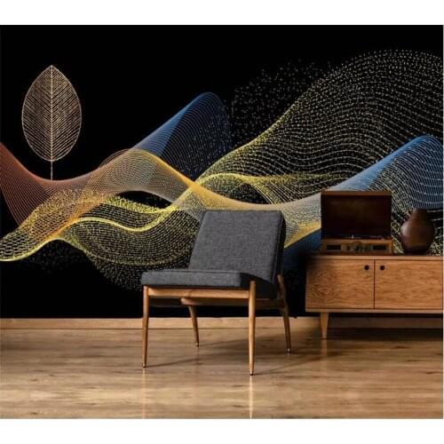 Beibehang Custom wallpaper mural photos modern light luxury geometric three-dimensional golden leaves background wall painting