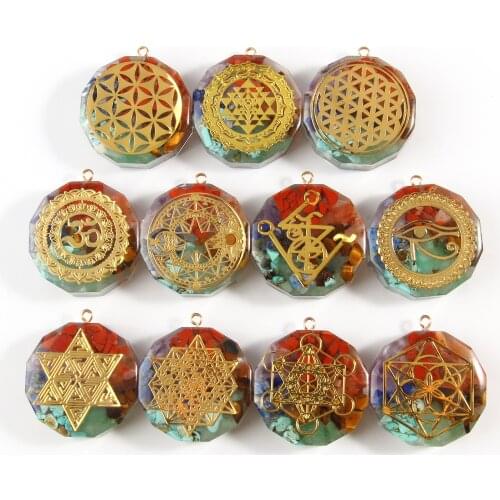 Orgonite Pendant Om Symbol Necklace Chakra Healing Energy Necklace Meditation Jewelry Handmade Professional
