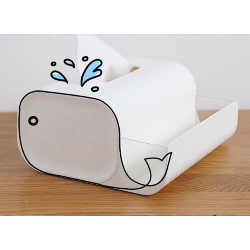 Plastic Paper Facial Tissue Box Cover Holder with Remote Control/ Phone Stand for Bathroom, Countertops, Bedroom Dressers