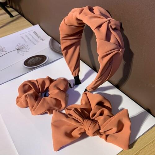New Korean style headband wide-sided knotted headband fashion bow headband, large intestine circle hair rope Women Hairbands