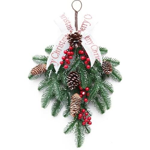 Christmas Garland Rattan/PE Red Fruit Wall Hanging/Upside Down Tree/XMAS Decor/Shopping Mall And Hotel Door And Window Ornaments