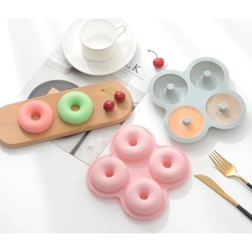 4Grid Donut Mold Silicone Bakery Pan Baking Tray DIY Doughnuts Mould Cake Mold Bagels Pastry Handmade Cooking Kitchen Bake Tools