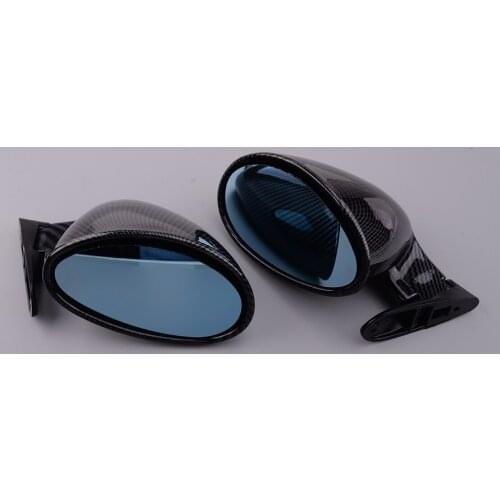 Universal 2Pcs/Set ABS Car Front Vintage Side View Wing Blue Mirrors Carbon Fiber Style
