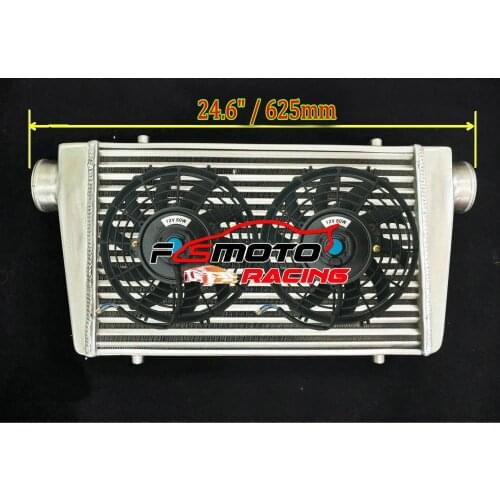 450x300x75mm Universal Aluminum Intercooler 18"x12"x3" 76mm 3" Inlet Outlet Tube Delta Fin Design 450*300*75 + 1 OR 2 Fan