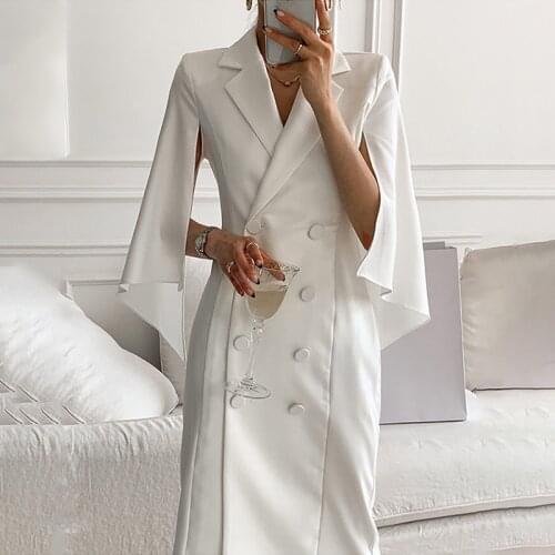 Party A-Line Holiday Dress for Women Vintage Sexy Dresses Women 2021 Summer Long Sleeve Elegant Flying Sleeve Solid White