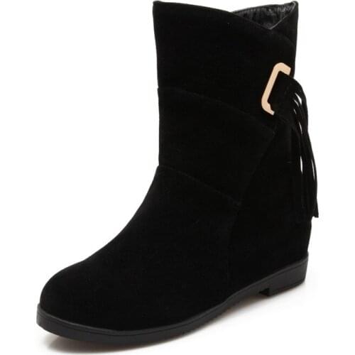Big Size 9 10 11 12 boots women shoes ankle boots for women ladies boots shoes woman winter Plain round head tassel sleeve