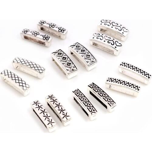 20pcs 16x6x6mm Beads Bails Pendants Jewelry Making DIY For 1cm PU Leather Bracelet Big Hole Beads Findings Hole Size 11x2mm