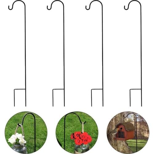 4Pcs 120cm Shepherd-Hooks Garden Ground Plant Stand Lantern Stake For Outdoor Hanging Plants Basket Hanger Light