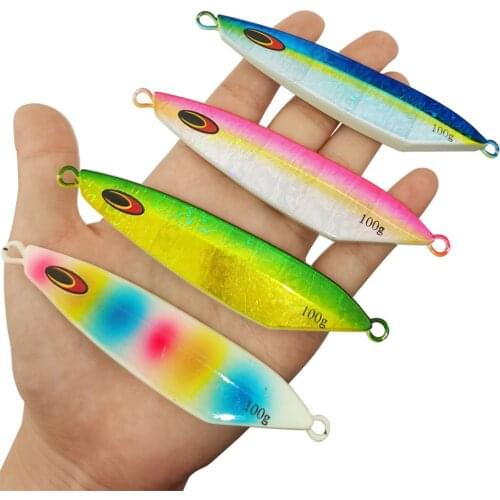 4PCS Deep Sea Glow Slow Sinking Jig Fishing Jigging Lure Jigbait Spoon Baits 100g