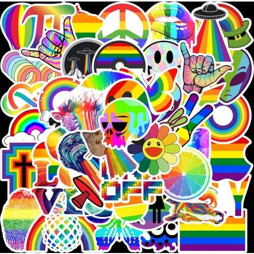 50PCS Lesbian Gay Colorful Rainbow Aesthetic Stickers Graffiti Luggage Car Laptop Guitar Phone Waterproof Decal Sticker Kid Toys