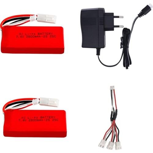 7.4V Lipo Battery and charger set for Feilun FT009 Remote Control toys Boat Spare accessories 7.4V 2800mAh 2S 25C battery