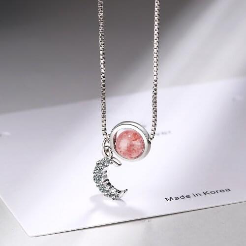 925 Sterling Silver Zircon Moon Pendants And Necklaces For Women Crystal Necklace Wedding Party Jewelry Gifts Free Shipping