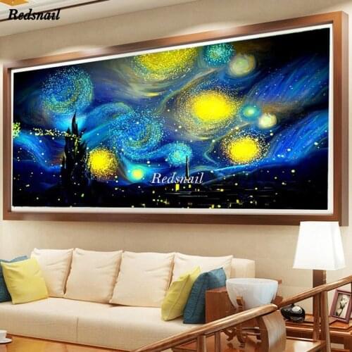 Large scenery 5D Diy Diamond Painting Cross Stitch Diamond Embroidery Full Drill mosaic Wall Art Van goghs starry sky EE1201