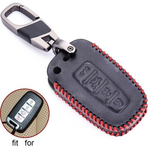 Genuine Leather Remote Car Key Case For Hyundai I30 Ix35 Genesis Equus Veloster Tucson Sonata Elantra 3 Buttons Key Shell Cover