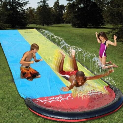 Water Slide 2 Lanes PVC Thicken Water Splash Slide Pools for Children Kids Summer Activities Activities Outdoor Water Toys