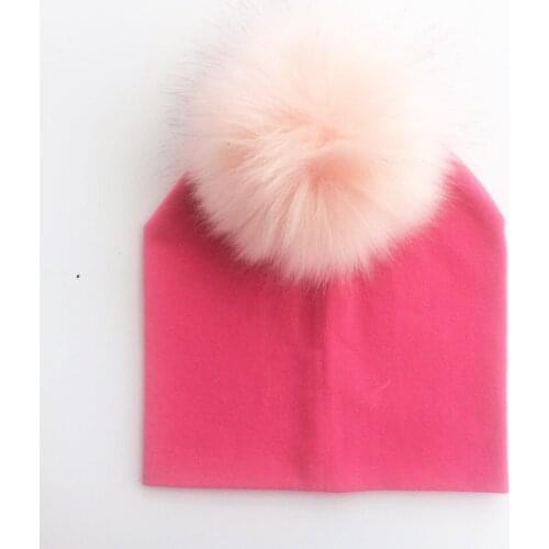 Child Baby Toddler Kids Girls Boy Warm Hat Winter Beanie Knitted Cap New infant cotton colorful raccoon faux fur pom pom hat cap