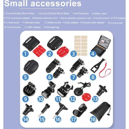 Gopro accessories adapter Curved flat Surface Mount Base battery case J-hook Safety buckle Long screw extension arm wrench