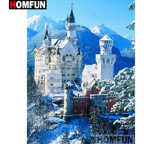 HOMFUN Full Square/Round Drill 5D DIY Diamond Painting "Castle scenery" Embroidery Cross Stitch 5D Home Decor Gift A16301