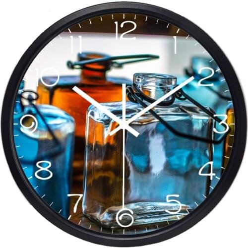 Beautiful Glass Bottles Wall Clock Home Decor Silent Shop Decoration Clock