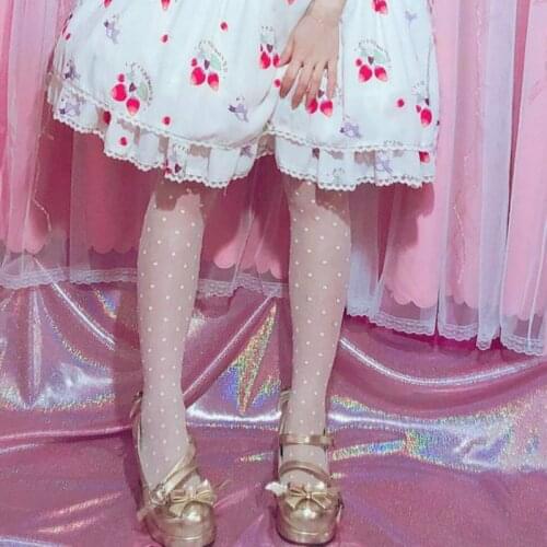 Cute White Stocking Polka Dot Thin Pantyhose Lolita Lovely Silk Stockings for Women Girl Friend Gift New French Elegance Tights