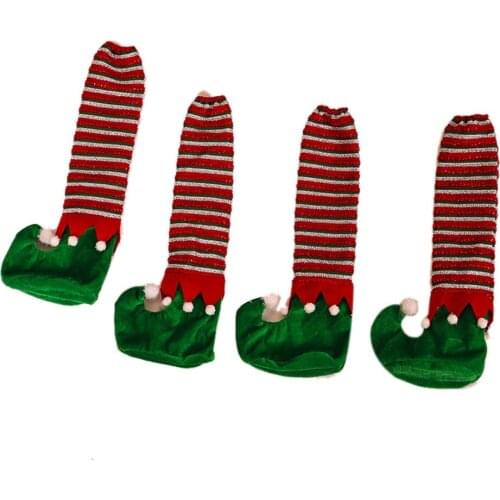 Cute Elf Design Chair Leg Socks Floor Protector Christmas Chair Leg Covers for Home Party