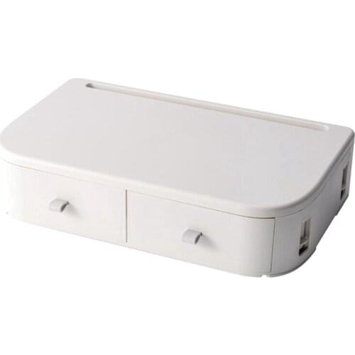 Multifunctional Monitor Stand Riser Board Desktop Stand Storage Box with 2 Drawers for Home Office