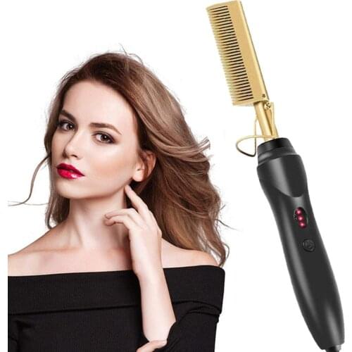 Multifunctional Hair Straightener Hot Heating Smooth Iron Comb Straightening Brush Corrugation Curling Iron Hair Curler Comb
