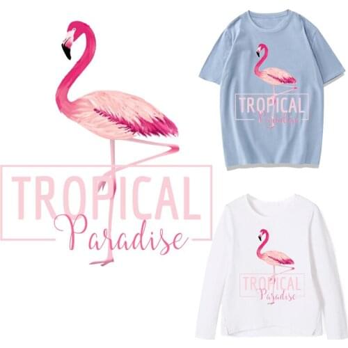 Pink Flamingo Patch Iron-on Transfers for Clothing Thermoadhesive Patches on Clothes Diy Stickers Ironing Applications Applique