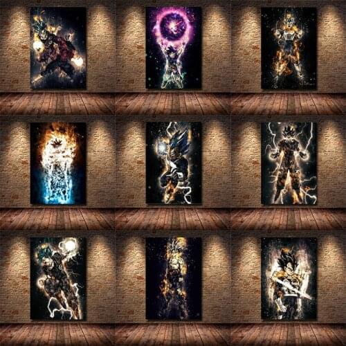 Dragon Ball Poster Japanese Anime Goku Vegeta Wall Art Canvas Painting Home Decoration Print Children Room Decoration Painting